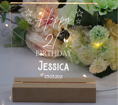 Personalised Any Age Birthday Gift Night Light LED Lamp Gift 18th 21st 30th 40th 50th 60th 70th 80th NLM-14
