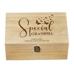 Personalised Large Gift Wooden Keepsake Box For Her Any Title Grandma, Mum, Auntie, Sister, Niece