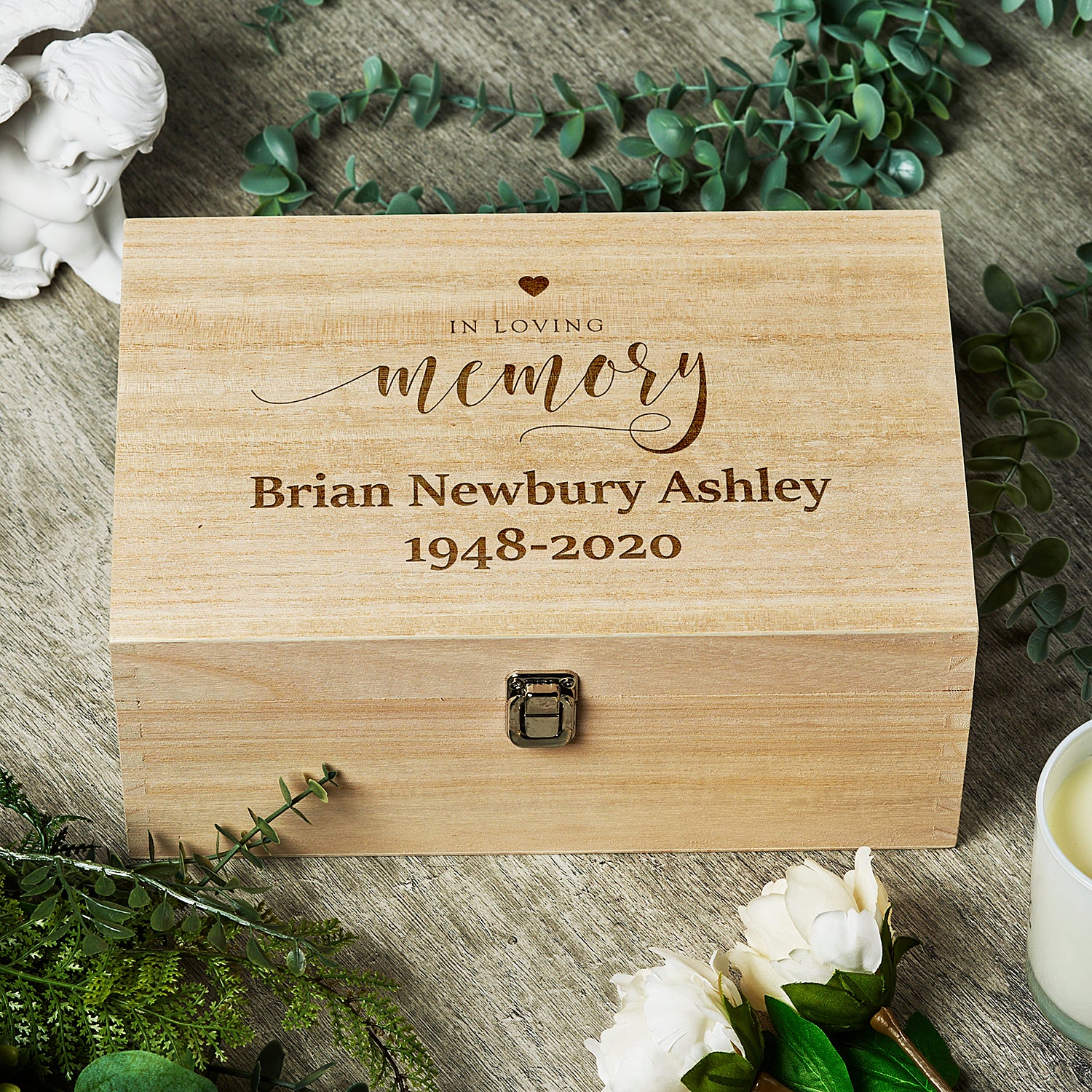 Personalised In Loving Memory Large Wooden Keepsake Box - ukgiftstoreonline