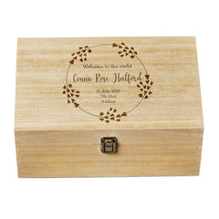Personalised Baby Memories Large Wooden Keepsake Box Welcome To The World