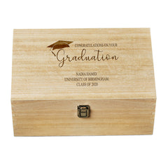Personalised Graduation Gift Large Wooden Keepsake Memories Box