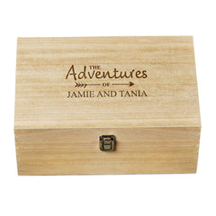 Wooden Personalised Adventure Memory Keepsake Box Gift