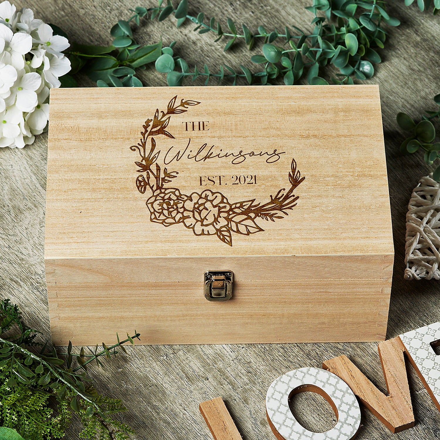 Wooden Personalised Family or Wedding Memory Keepsake Box Gift - ukgiftstoreonline