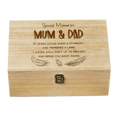 Mum and Dad Remembrance Large Wooden Memory Keepsake Box Gift