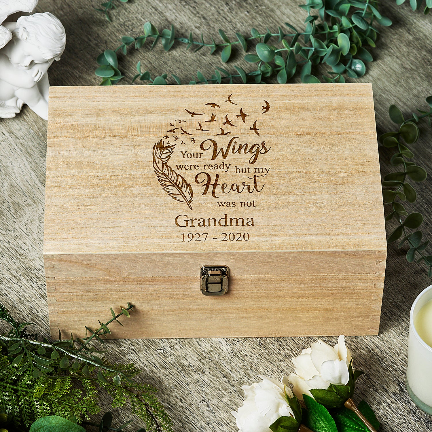 Personalised In Loving Memory wooden Keepsake Box My Heart Was Not - ukgiftstoreonline