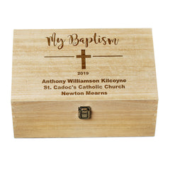 Personalised Large Wooden Baptism Keepsake Memories Box Gift
