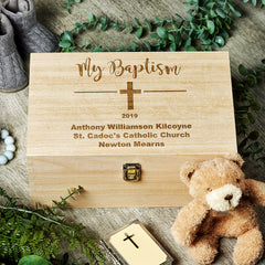 Personalised Large Wooden Baptism Keepsake Memories Box Gift - ukgiftstoreonline