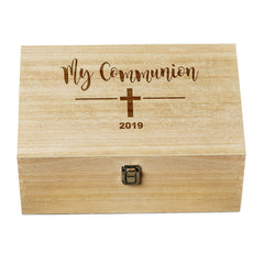 Large Wooden Communion Keepsake Memories Box Gift