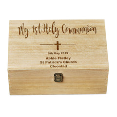 Personalised Large Wooden Communion Keepsake Memories Box Gift