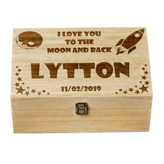 I Love You To The Moon and Back Personalised Baby Keepsake Box Gift