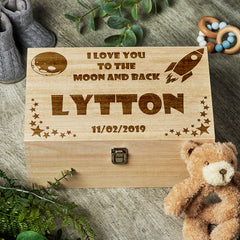 I Love You To The Moon and Back Personalised Baby Keepsake Box Gift - ukgiftstoreonline