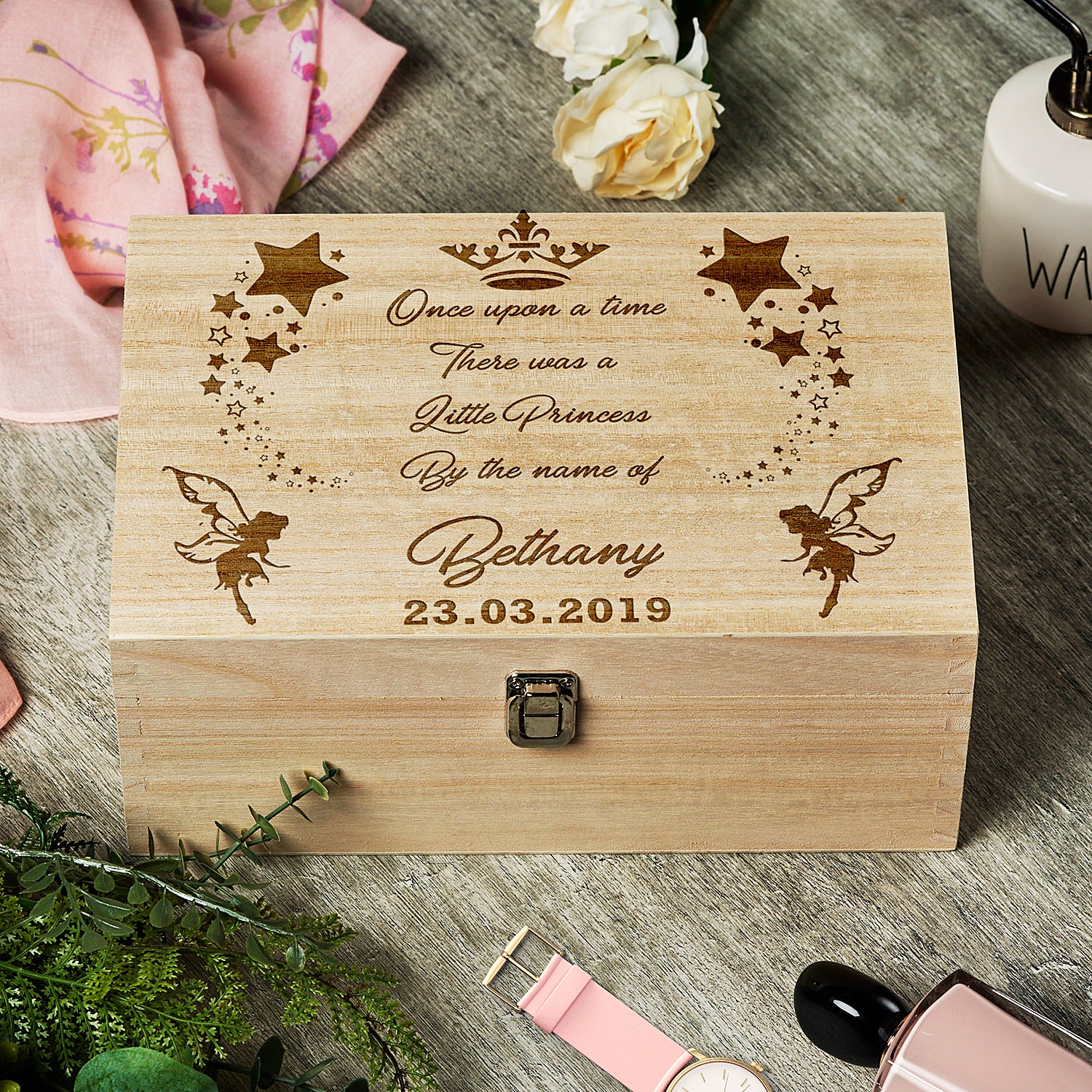  Fairy Princess Personalised Baby Girl Keepsake Box Gift - ukgiftstoreonline