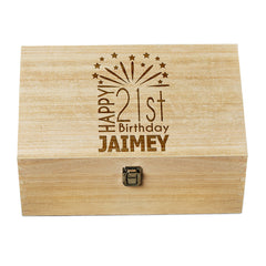 21st Birthday Gift Personalised Large wooden Keepsake Box Gift