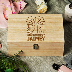 21st Birthday Gift Personalised Large wooden Keepsake Box Gift - ukgiftstoreonline
