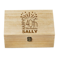 40th Birthday Gift Personalised Large wooden Keepsake Box Gift