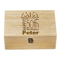 50th Birthday Gift Personalised Large wooden Keepsake Box Gift