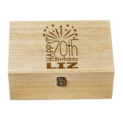 70th Birthday Gift Personalised Large wooden Keepsake Box Gift