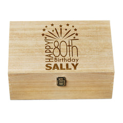 80th Birthday Gift Personalised Large wooden Keepsake Box Gift