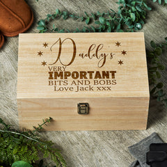 Daddy's Personalised Large wooden Bits and Bobs Keepsake Box Gift - ukgiftstoreonline