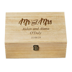 Personalised Large Mr and Mrs Wedding Wooden Memories Keepsake Box