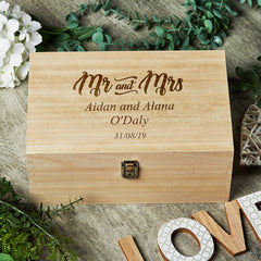 Personalised Large Mr and Mrs Wedding Wooden Memories Keepsake Box - ukgiftstoreonline