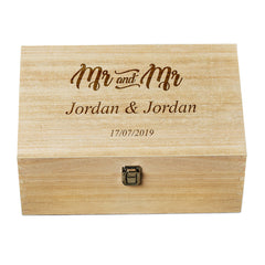 Personalised Mr & Mr Wedding Gift Same Sex Wooden Memories Keepsake Box