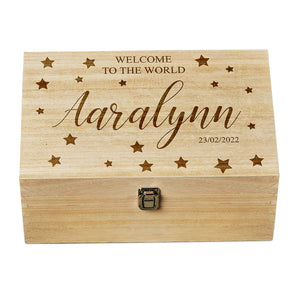 Personalised Engraved Large Baby Memories Keepsake Box Welcome To The World