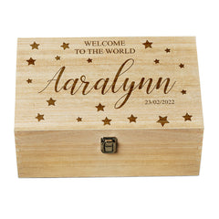 Personalised Engraved Large Baby Memories Keepsake Box Welcome To The World