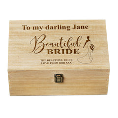 Personalised Bride Gift Wooden Keepsake Box Engraved