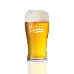 Happy Birthday Gift Sentiment Personalised Engraved Beer Glass
