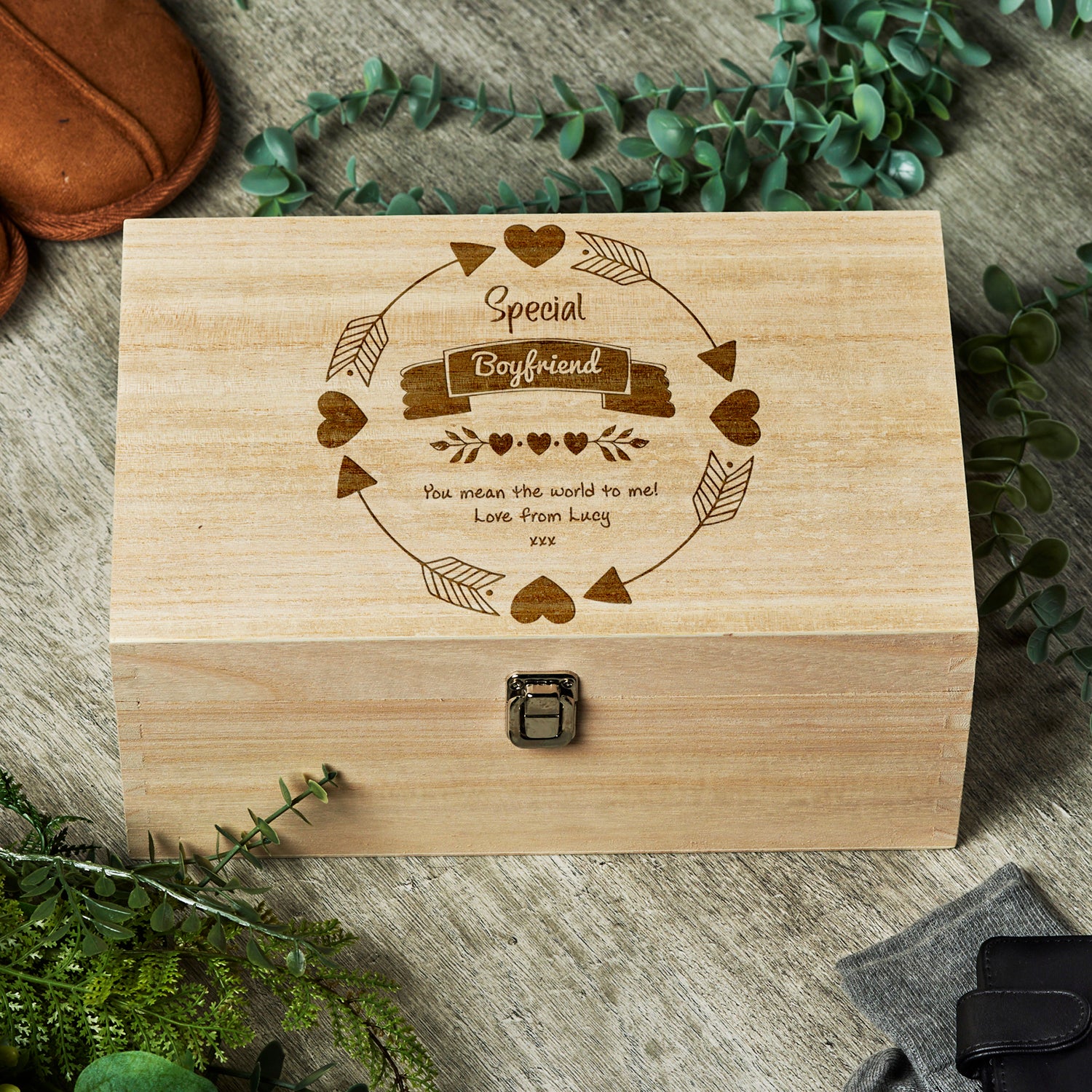Special Boyfriend Gift Personalised Large wooden Keepsake Box  - ukgiftstoreonline