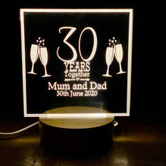 Personalised Anniversary Gift lamp 1st, 5th, 10th, 25th, 30th, 40th, 50th