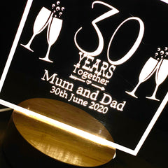 Personalised Anniversary Gift lamp 1st, 5th, 10th, 25th, 30th, 40th, 50th