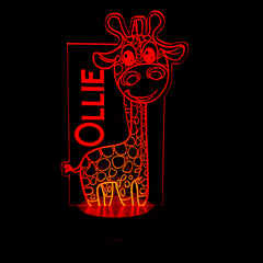 Personalised Giraffe Design Gift Lamp Night Light Kids Bedroom