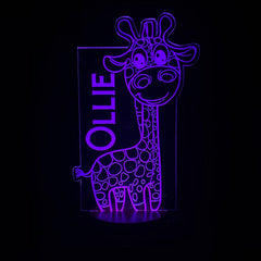 Personalised Giraffe Design Gift Lamp Night Light Kids Bedroom