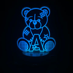 Personalised Teddy Design Gift Lamp Night Light Kids Bedroom