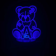 Personalised Teddy Design Gift Lamp Night Light Kids Bedroom