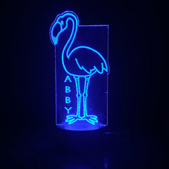 Personalised Flamingo Design Gift Lamp Night Light Kids Bedroom