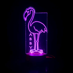 Personalised Flamingo Design Gift Lamp Night Light Kids Bedroom