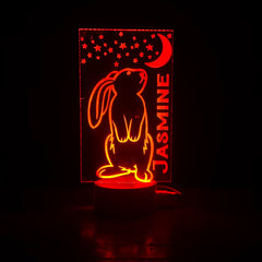 Personalised Moon Gazing Rabbit Design Gift Lamp Night Light Kids Bedroom