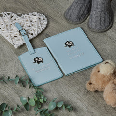 Personalised Debossed Baby Boy Passport Cover and Luggage Tag Holder Gift