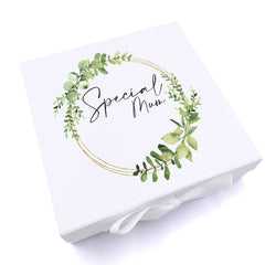 Personalised Special Mum Wreath Design Keepsake Memory Box