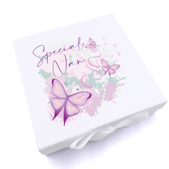 Personalised Special Nan Pink & Purple Butterfly Gift Keepsake Memory Box