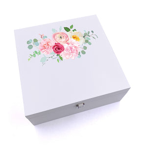ukgiftstoreonline Personalised Pink Flower Wedding Keepsake Wooden Box