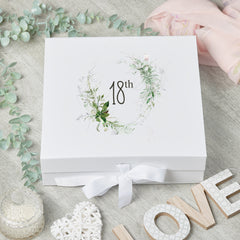 Personalised 18th Birthday Keepsake Box Gift With Botanical Design
