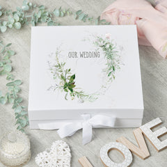 Personalised Wedding Keepsake Box Gift With Botanical Design