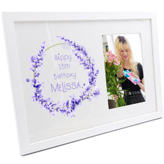 Personalised Birthday Lavender Wreath Photo Frame