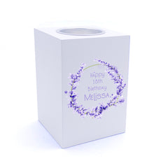 Personalised Birthday Lavender Wreath Tea Light Holder