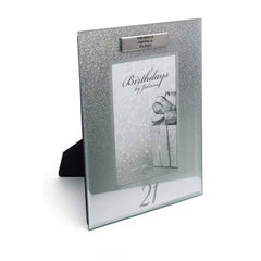 Personalised 21st Birthday Photo Frame Silver Glitter Gift