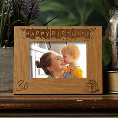 Personalised 30th Birthday Photo Frame Gift with Balloons Landscape
